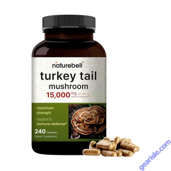 NatureBell Turkey Tail Mushroom Capsules Front View