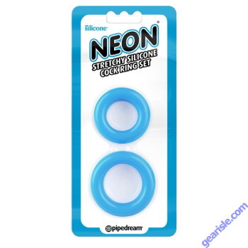 Neon Silicone Cock Ring Set Blue
