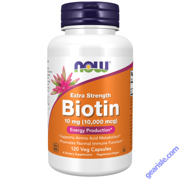 NOW Foods Biotin 10000mcg Extra Strength 120 Veg Capsules
