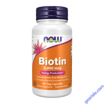 NOW Foods Biotin Vitamin B7 5000mcg 60 Veg Capsules