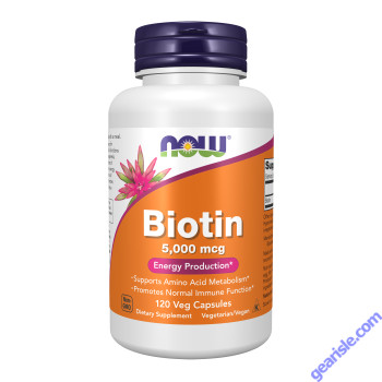 NOW Foods Biotin Vitamin B7 5000mcg 120 Veg Capsules