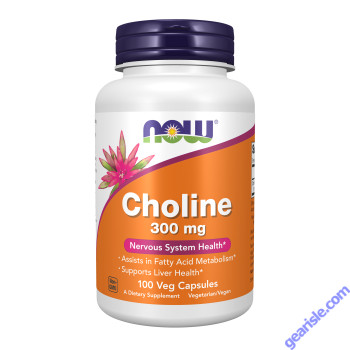 NOW Foods Choline 300mg Nervous System Health 100 Veg Capsules