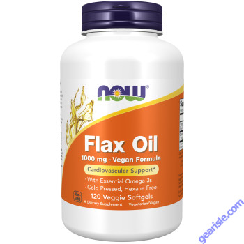 NOW Foods Flax Oil 1000mg Vegan Formula 120 Veggie Softgels