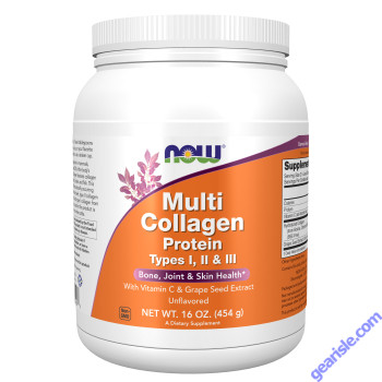 NOW Foods Multi Collagen Protein Types I II & III Powder 16 oz.