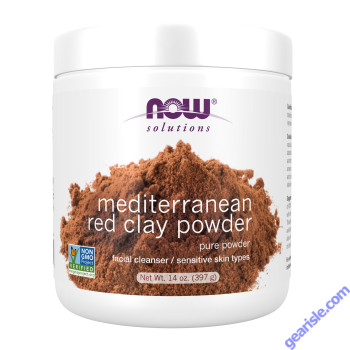NOW Foods Mediterranean Red Clay Powder Pure Powder for Sensitive Skin Facial Mask 14 oz