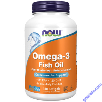 NOW Foods Omega-3 Enteric Coated Fish Oil 180 Softgels
