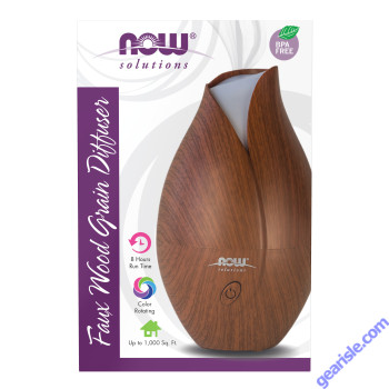 NOW Foods Ultrasonic Faux Wood Grain Essential Oil Diffuser