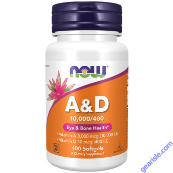 NOW Foods Vitamin A & D 10000/400IU 100 Softgels