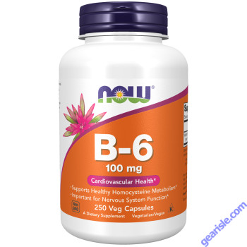 NOW Foods Vitamin B-6 Pyridoxine 100mg 250 Veg Capsules