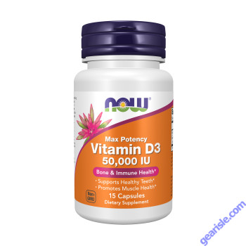 NOW Foods Vitamin D-3 Cholecalciferol 50000IU 15 Veg Capsules