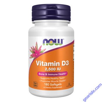 NOW Foods Vitamin D3 Cholecalciferol 2500IU 180 Softgels