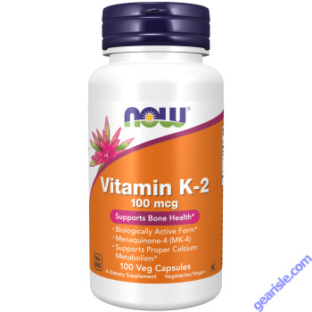 NOW Foods Vitamin K-2 Menaquinone 100mcg 100 Veg Capsules