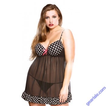 Polka Dot Underwire Babydoll & G-String Fantasy Lingerie P403