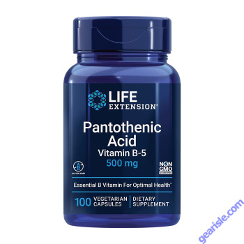 Life Extension 100 Vegetarian Caps Pantothenic Acid Vitamin B5 500mg bottle