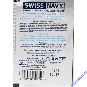 Premium Personal Lubricant 5ml Swiss Navy Single Use 5 Pack