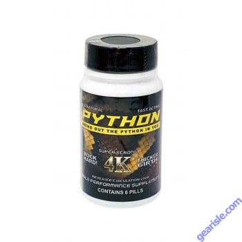 Python Black 4K Male Performance Supplement Brown Capsule 6 Count Bottle