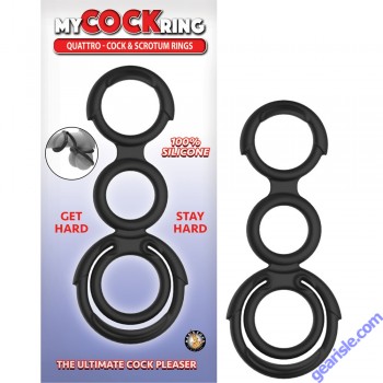 Nasstoys My Cockring Silicone Quattro Cock Scrotum Rings Black