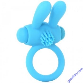 Neon Rabbit Ring Vibrating Blue Silicone Pipedream