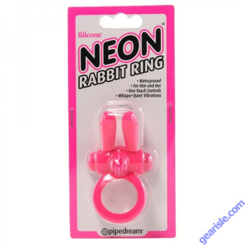 Neon Rabbit Ring Vibrating Pink Silicone Pipedream