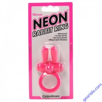 Neon Rabbit Ring Vibrating Pink Silicone Pipedream