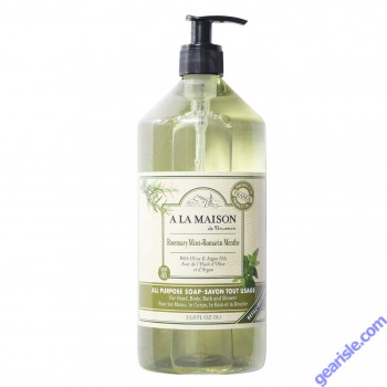 A La Maison Rosemary Mint Liquid Hand Soap Refill Bottle 33.8 Oz front