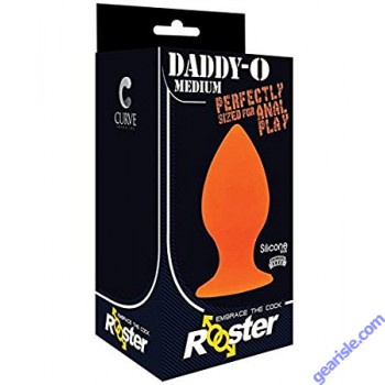 Daddy-O Rooster Medium Silicone Butt Plug Orange