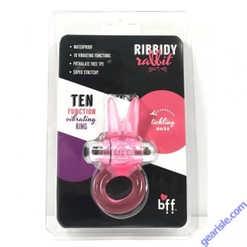 Ribbidy Rabbit Vibration Tickling Ears Pink Cock Ring box