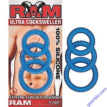 Silicone Ultra Cock Sweller Ring Blue RAM