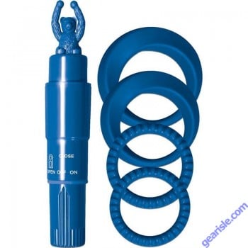 Silicone Cock Rings With Tickler Vibrator Blue