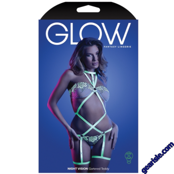Fantasy Lingerie Glow Night Vision Strappy Teddy Neon Green