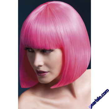 The Fever Elise Wig Sleek Bob Fringe Pink High Quality Wig Cap