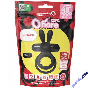 Screaming O 4T Ohare Rabbit Cock Ring 5 Speeds Black Waterproof