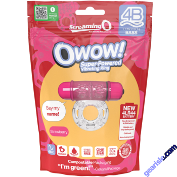 Screaming O 4B OWow Vibrating Bullet Strawberry Cock Ring 