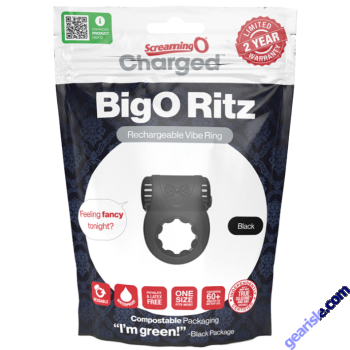 Screaming O Charged BigO Ritz Rechargeable Bullet Cock Ring Black