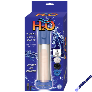 H2O Water Penis Pump Blue Rechargeable Waterproof Silicone