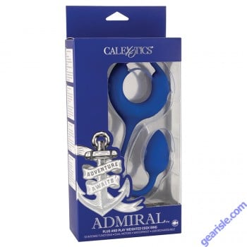 CalExotics Admiral Plug Play Weighted Silicone Blue Cock Ring boxed