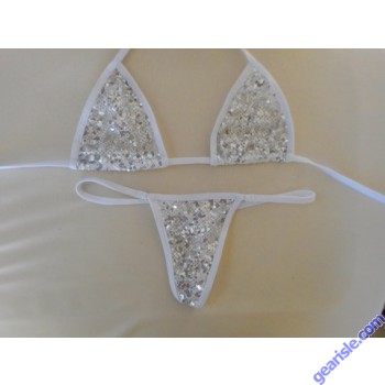 Sexy Sheer Sequin Thong Triangle Xposed Skinz Bikinis