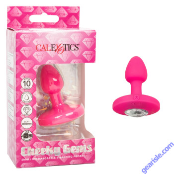 CalExotics Pink Cheeky Gems Rechargeable Vibrating Anal Probe Small box