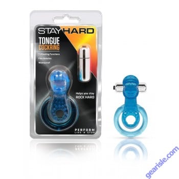 Blush Novelties Stay Hard Tongue Cockring 7 Vibrating Functions