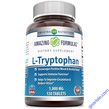 L Tryptophan 1000mg 120 Tablets Gluten Free Amazing Formulas