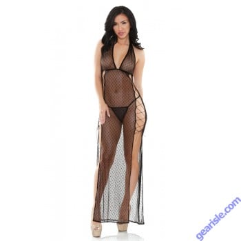 Vivica Dot Mesh Gown G-string Tease B483