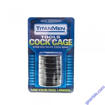 Titan Men Black Tools Cock Cage Stretch to Fit Cock RIng Toy