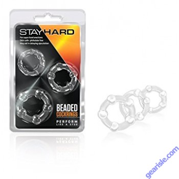 Stay Hard Beaded Cock Rings Clear Blush Novelties