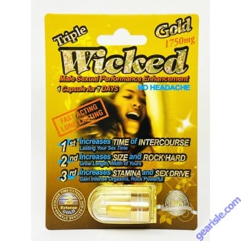 Wicked Gold 1750mg Triple Male Sexual Performance Enhancement Pill