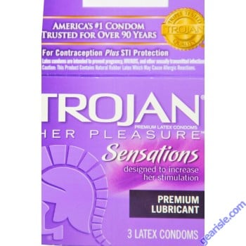 Trojan Premium Sensations Latex Condom Her Pleasure 3 Pcs