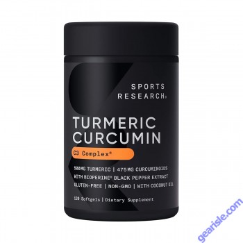 Bottle of turmeric curcumin softgels
