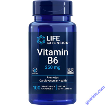 Life Extension Vitamin B6 250mg 100 Gluten Free Vegetarian Caps bottle