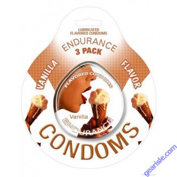 Endurance 3 Pack of Flavored Lubricated Condoms in Vanilla