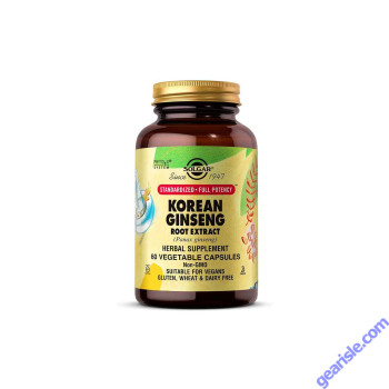 Solgar Korean Ginseng Root Extract 60 Vegetable Pills Full Potency Vegan