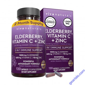 Front view of Viva Naturals Elderberry Capsules